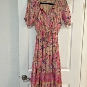 Spell pink dress with gold threading